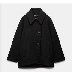 ZARA Women's Black Cropped Wool Coat